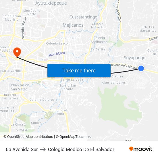 6a Avenida Sur to Colegio Medico De El Salvador map