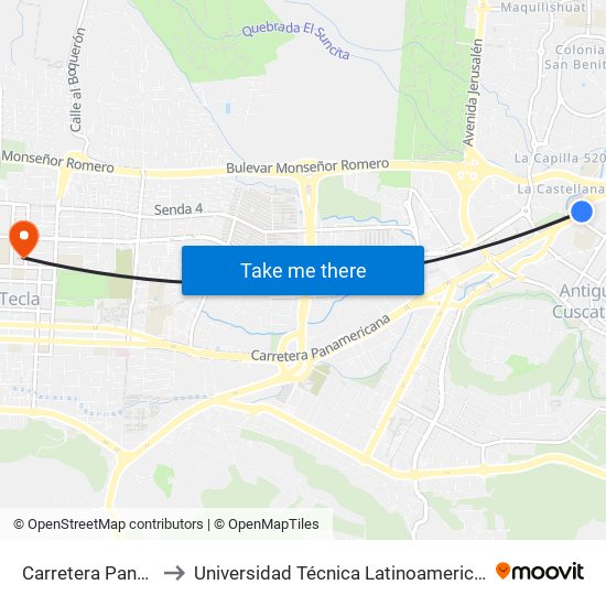 Carretera Panamericana to Universidad Técnica Latinoamericana Edificio A-B-C-D map