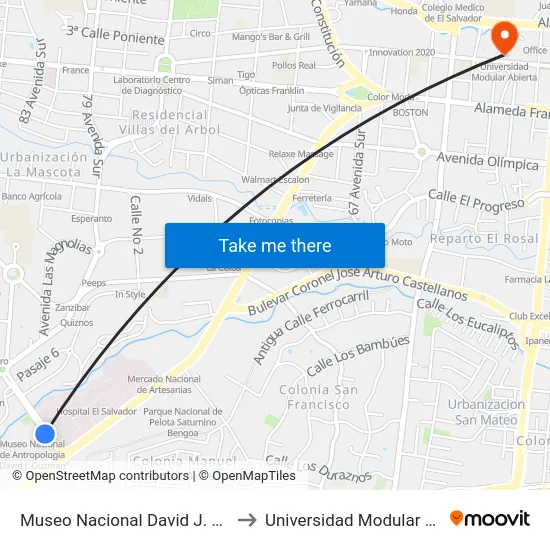 Museo Nacional David J. Guzmán to Universidad Modular Abierta map