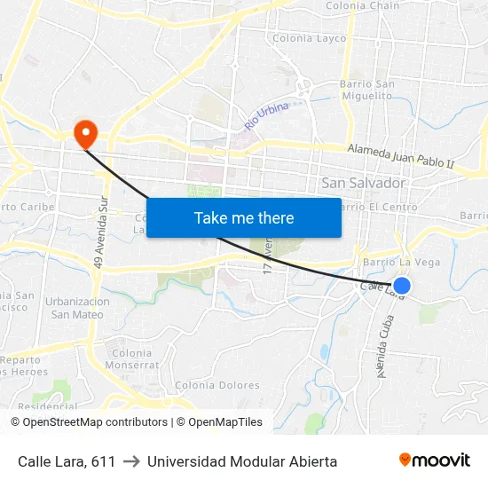 Calle Lara, 611 to Universidad Modular Abierta map