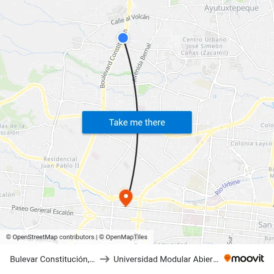 Bulevar Constitución, 2 to Universidad Modular Abierta map