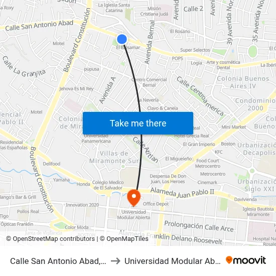 Calle San Antonio Abad, 567 to Universidad Modular Abierta map