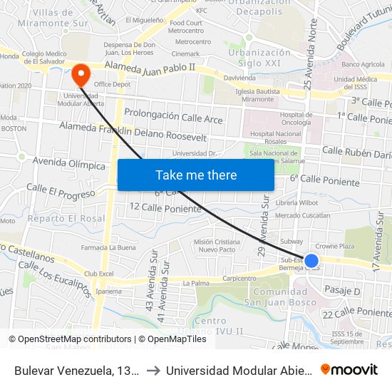 Bulevar Venezuela, 1301 to Universidad Modular Abierta map