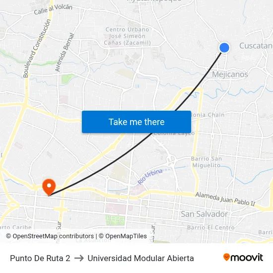Punto De Ruta 2 to Universidad Modular Abierta map