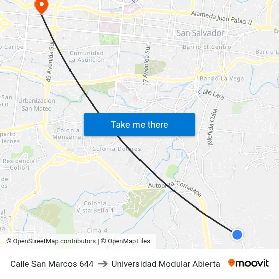 Calle San Marcos 644 to Universidad Modular Abierta map
