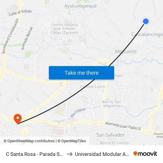 C Santa Rosa - Parada Seguro to Universidad Modular Abierta map