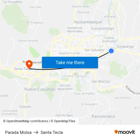 Parada Molsa to Santa Tecla map
