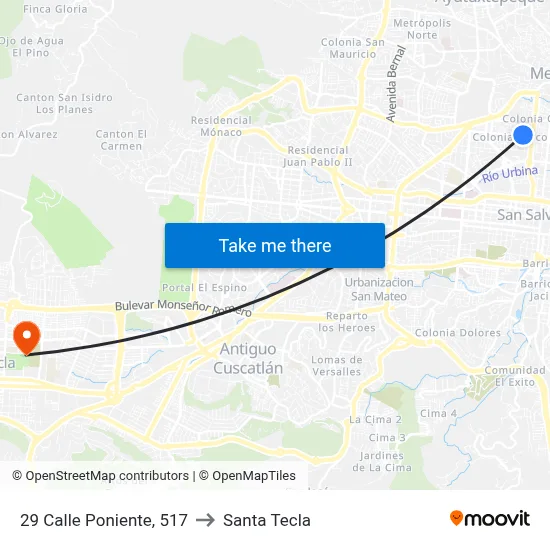 29 Calle Poniente, 517 to Santa Tecla map