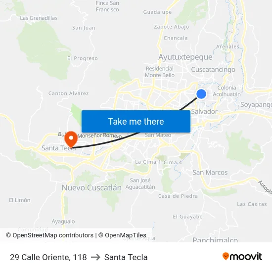 29 Calle Oriente, 118 to Santa Tecla map