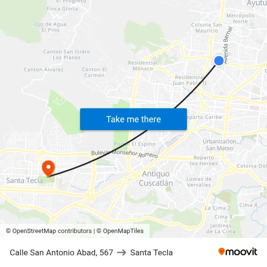 Calle San Antonio Abad, 567 to Santa Tecla map