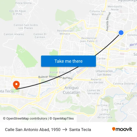 Calle San Antonio Abad, 1950 to Santa Tecla map