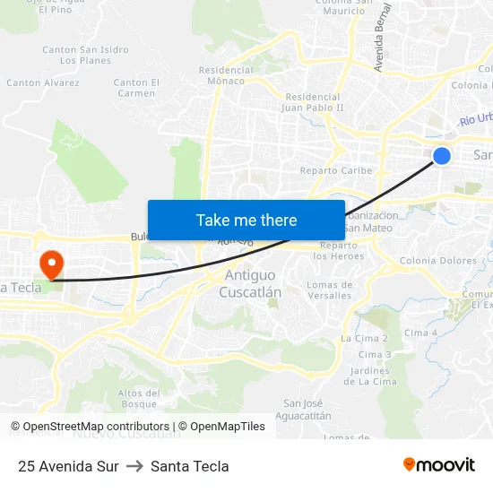 25 Avenida Sur to Santa Tecla map