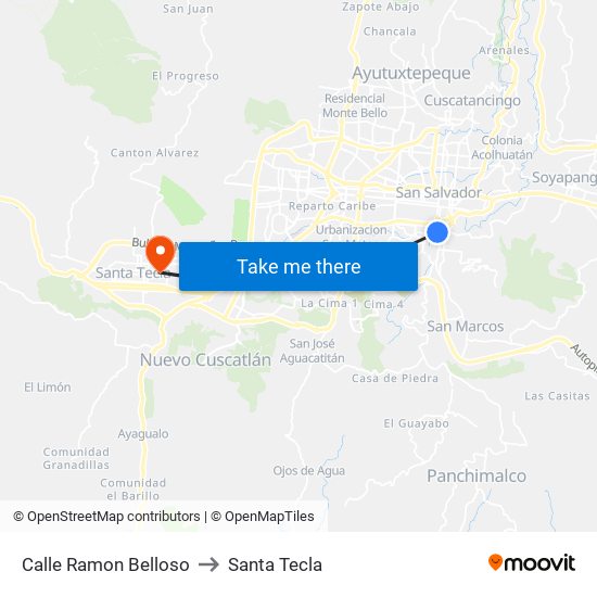 Calle Ramon Belloso to Santa Tecla map