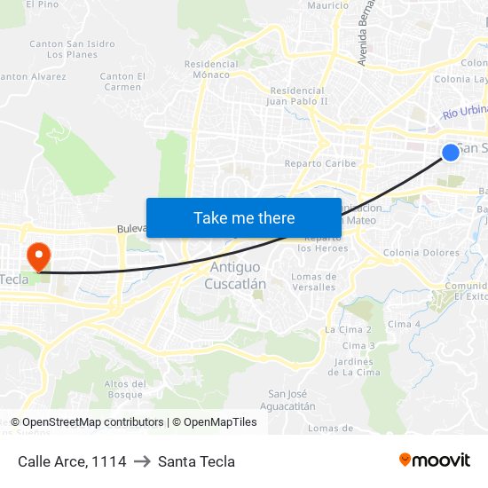 Calle Arce, 1114 to Santa Tecla map