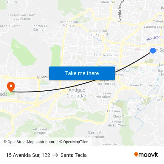 15 Avenida Sur, 122 to Santa Tecla map