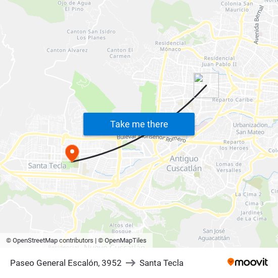 Paseo General Escalón, 3952 to Santa Tecla map