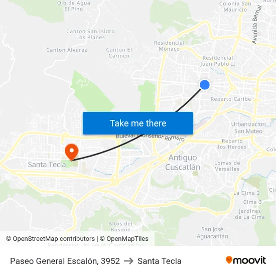 Paseo General Escalón, 3952 to Santa Tecla map