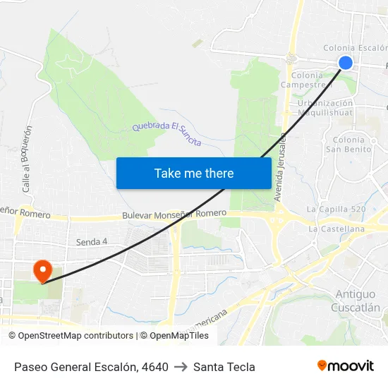 Paseo General Escalón, 4640 to Santa Tecla map