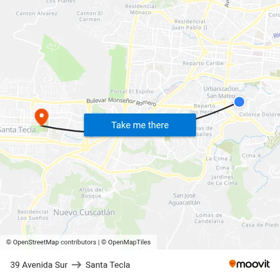 39 Avenida Sur to Santa Tecla map