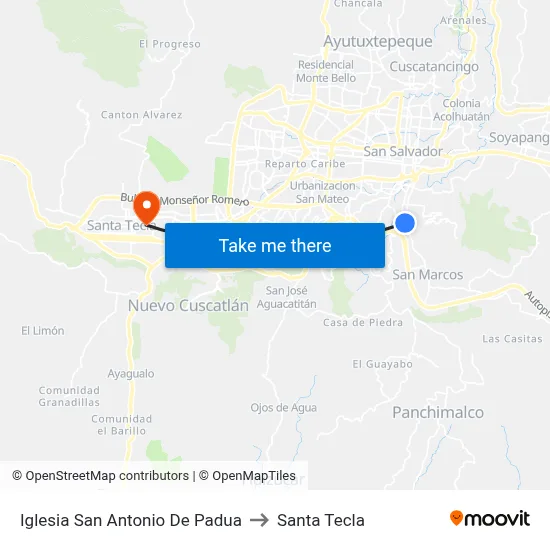 Iglesia San Antonio De Padua to Santa Tecla map