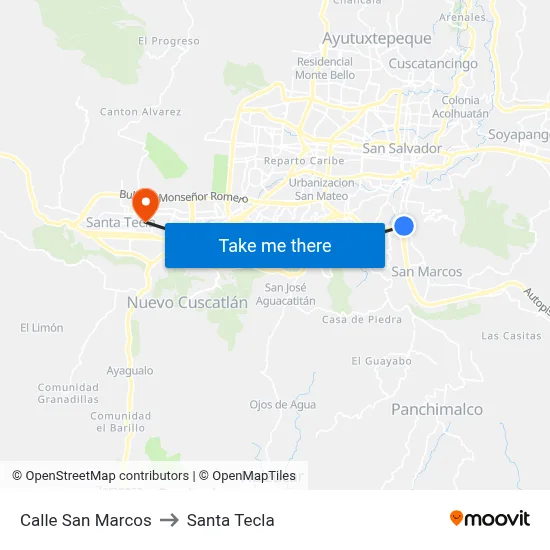 Calle San Marcos to Santa Tecla map