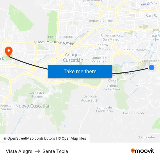 Vista Alegre to Santa Tecla map