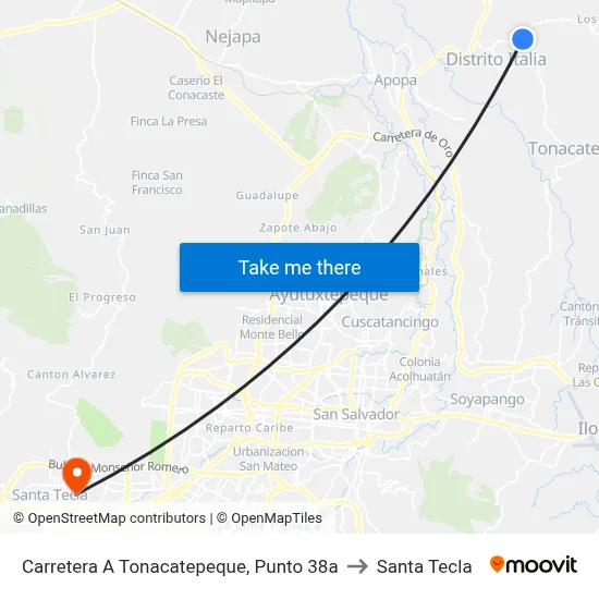 Carretera A Tonacatepeque, Punto 38a to Santa Tecla map