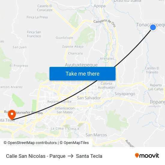 Calle San Nicolas - Parque to Santa Tecla map