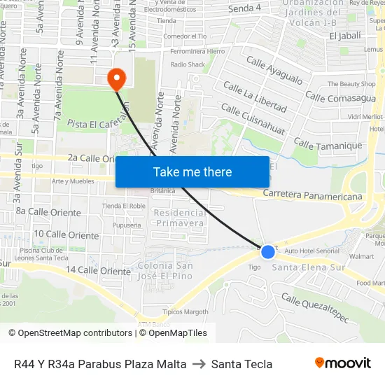 R44 Y R34a Parabus Plaza Malta to Santa Tecla map
