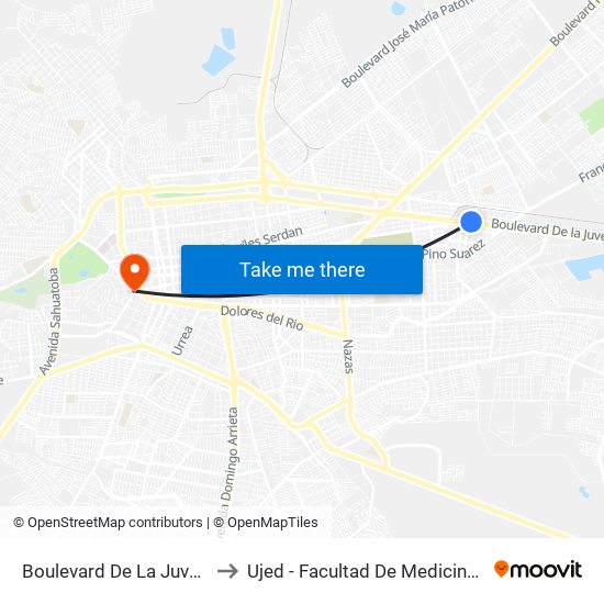 Boulevard De La Juventud, 103 to Ujed - Facultad De Medicina Y Nutrición map