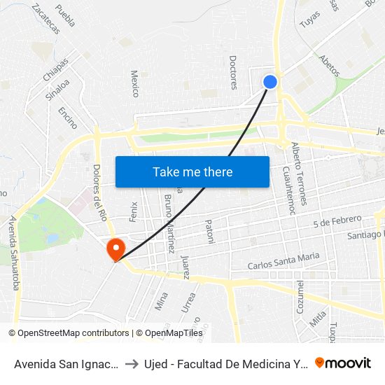 Avenida San Ignacio, 509 to Ujed - Facultad De Medicina Y Nutrición map