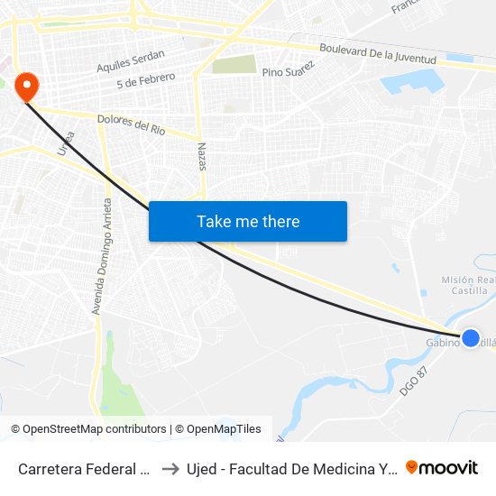 Carretera Federal 23, 121 to Ujed - Facultad De Medicina Y Nutrición map