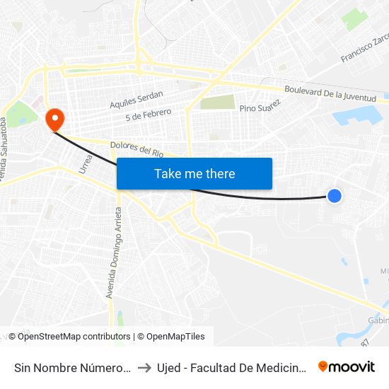 Sin Nombre Número 307, 425 to Ujed - Facultad De Medicina Y Nutrición map