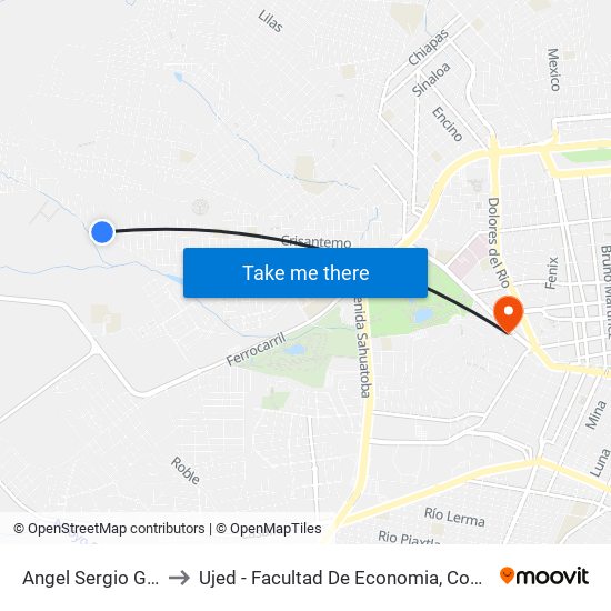 Angel Sergio Gro. Mier, 100 to Ujed - Facultad De Economia, Contaduría Y Administración map