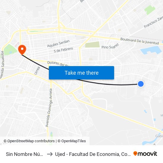 Sin Nombre Número 344, 100 to Ujed - Facultad De Economia, Contaduría Y Administración map