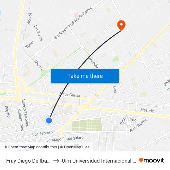 Fray Diego De Ibarra, 10 to Uim Universidad Internacional Mexicana map