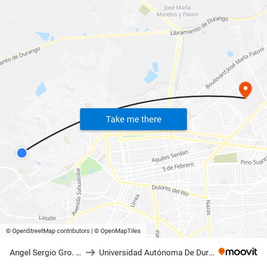 Angel Sergio Gro. Mier, 100 to Universidad Autónoma De Durango (Lobos) map