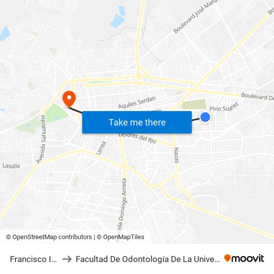 Francisco I. Madero, 508 to Facultad De Odontología De La Universidad Juárez Del Estado De Durango map
