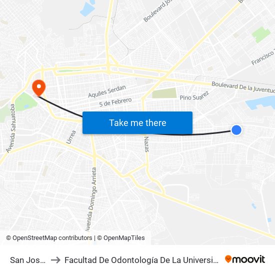 San José, Mzi Lt8 to Facultad De Odontología De La Universidad Juárez Del Estado De Durango map