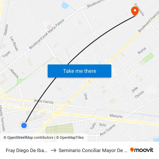 Fray Diego De Ibarra, 10 to Seminario Conciliar Mayor De Durango map
