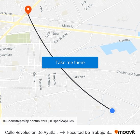 Calle Revolución De Ayutla, 200 to Facultad De Trabajo Social map