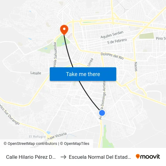 Calle Hilario Pérez De León, 305 to Escuela Normal Del Estado De Durango map