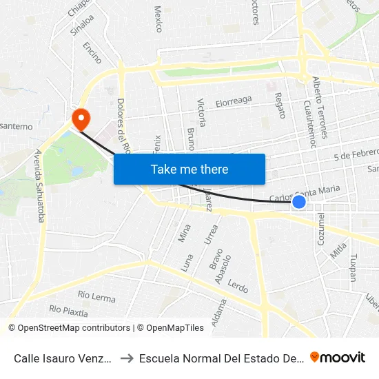 Calle Isauro Venzor, 613 to Escuela Normal Del Estado De Durango map