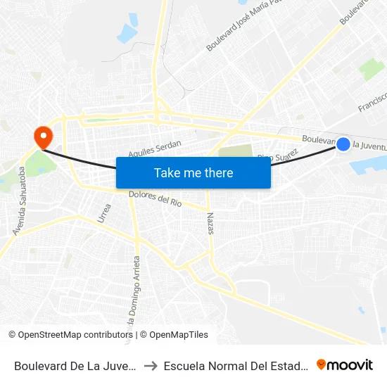 Boulevard De La Juventud, 1006a to Escuela Normal Del Estado De Durango map