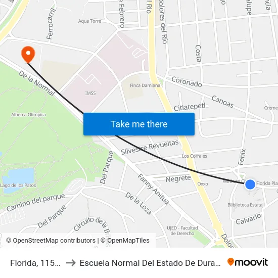 Florida, 1154a to Escuela Normal Del Estado De Durango map
