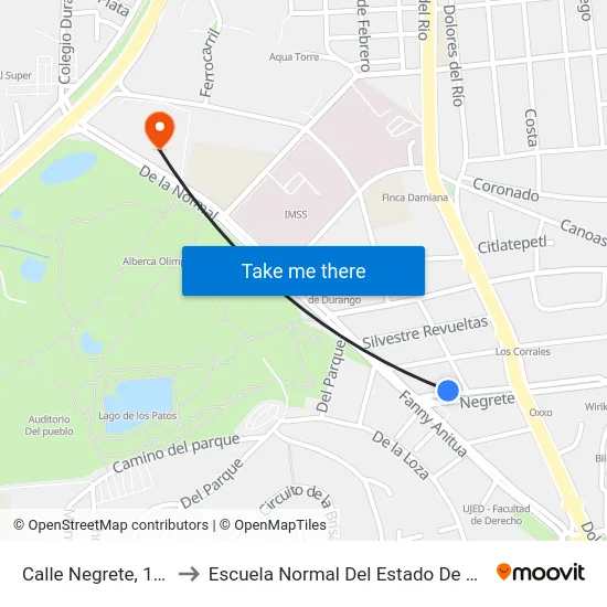 Calle Negrete, 1318b to Escuela Normal Del Estado De Durango map