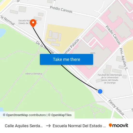 Calle Aquiles Serdan, 1380-S to Escuela Normal Del Estado De Durango map