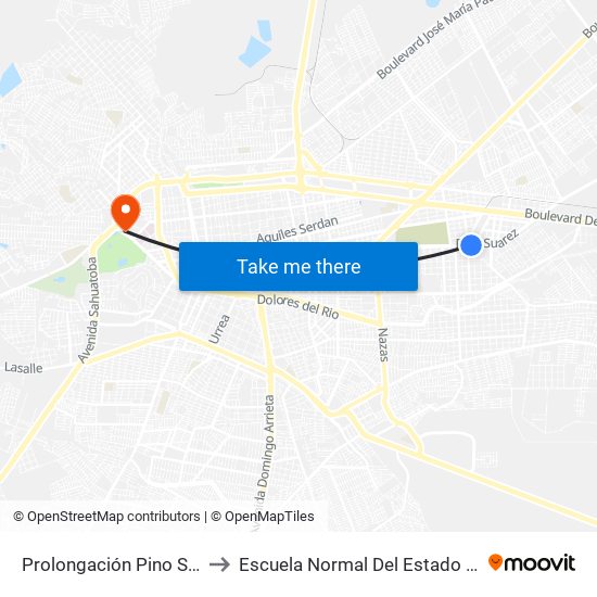 Prolongación Pino Suárez, 18 to Escuela Normal Del Estado De Durango map