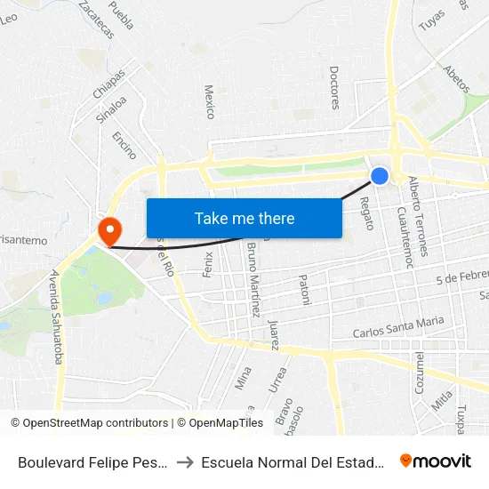 Boulevard Felipe Pescador, 621 to Escuela Normal Del Estado De Durango map