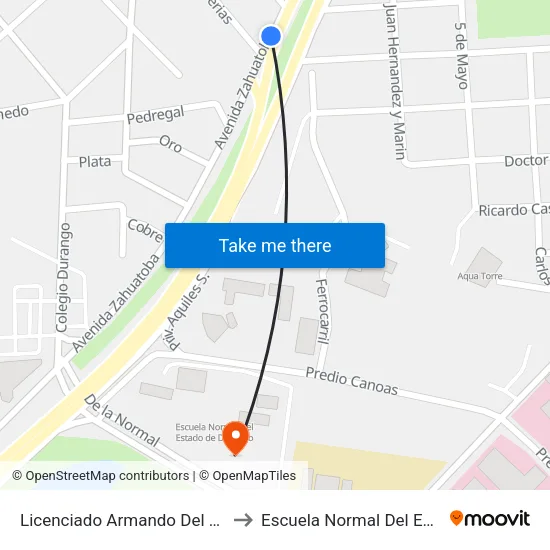 Licenciado Armando Del Castillo Franco, 101 to Escuela Normal Del Estado De Durango map